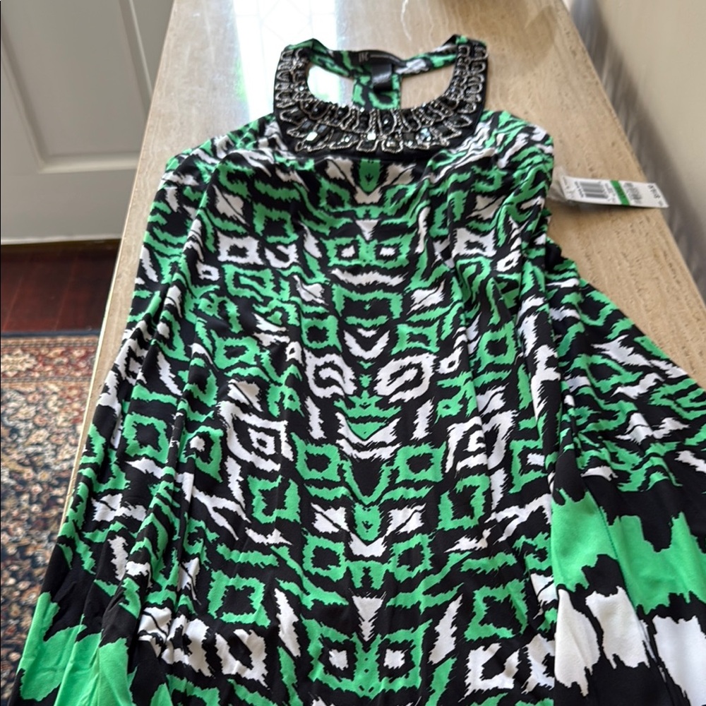 Green and Black Patterned Dress New w/ Tags